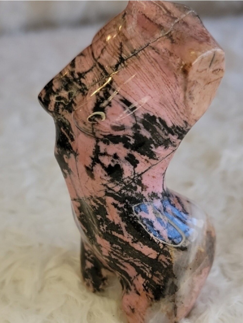 Rhodonite Female Torso Natural Stone Carving